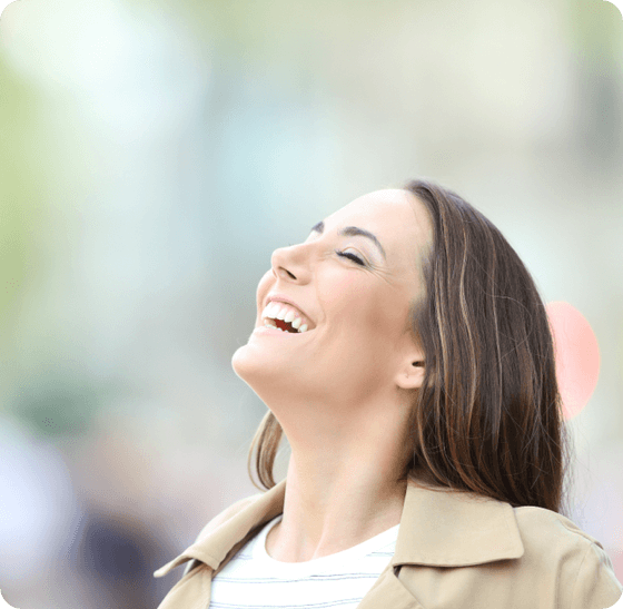 Happy Woman Breathing Fresh Air — Suncoastdental In Maroochydore, QLD